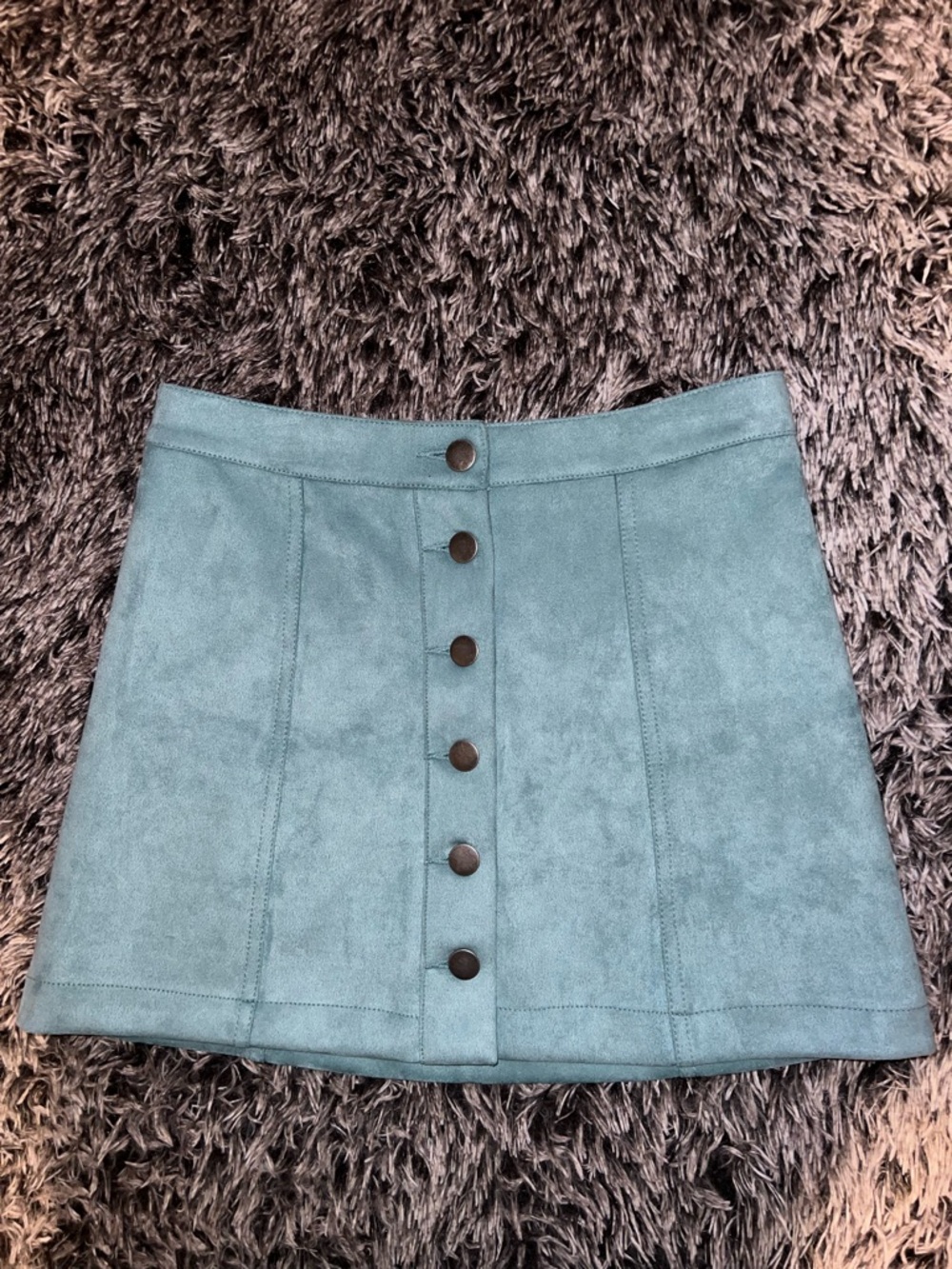 Forever 21 Teal Button-Front A-Line Mini Skirt